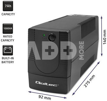 Qoltec Uninterruptible power supply, 1000VA, 600W