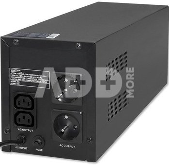 Qoltec Uninterruptible power supply, 1200VA, 720W