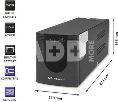 Qoltec Uninterruptible power supply, 2000VA, 1200W