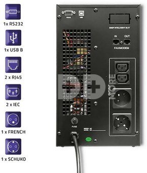 Qoltec UPS On-line Pure Sine Wave 3kVA 2.4W LCD USB