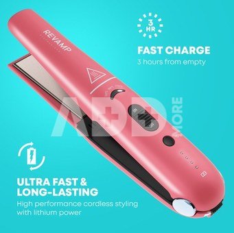 Revamp ST-1700PK-EB Progloss Liberate Cordless Ceramic Compact Hair Straightener Pink
