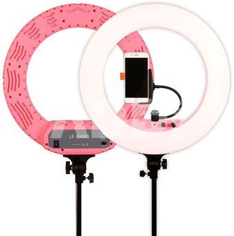 Caruba Round Vlogger 18 inch LED set Economy met tas   Pink
