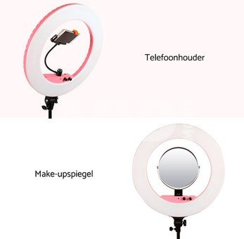 Caruba Round Vlogger 18 inch LED set Economy met tas   Pink