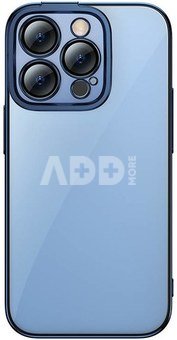 Sada průhledn&eacute;ho pouzdra Baseus Glitter a tvrzen&eacute;ho skla pro iPhone 14 Pro (modr&aacute;)