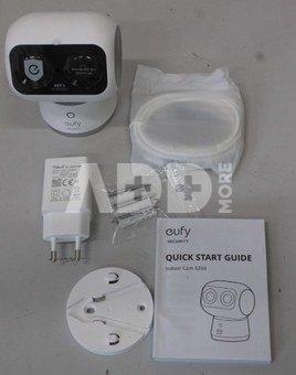 SALE OUT. Anker Eufy Security Indoor Cam S350, White | Anker Eufy Security Indoor Camera | S350 | 24 month(s) | Tabletop | Wide-Angle Lens | Micro SD, Max. 128GB | UNPACKED, MISSING POSITIONING STICKER