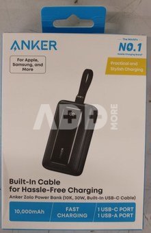 SALE OUT. Power Bank with Built-In USB-C Cable | A1688H11 | 10000 mAh | Black | DAMAGED PACKAGING