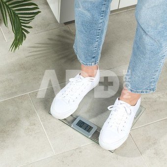 Salter 9081 SVFEU12 Glass Electronic Bathroom Scale, Silver/Transparent