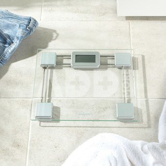 Salter 9081 SVFEU12 Glass Electronic Bathroom Scale, Silver/Transparent