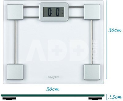 Salter 9081 SVFEU12 Glass Electronic Bathroom Scale, Silver/Transparent