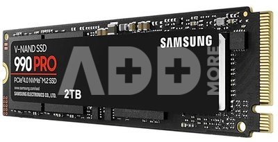Samsung 990 PRO 2000 GB, SSD form factor M.2 2280, SSD interface PCIe Gen4x4, Write speed 6900 MB/s, Read speed 7450 MB/s