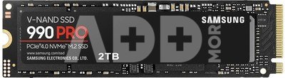 Samsung 990 PRO 2000 GB, SSD form factor M.2 2280, SSD interface PCIe Gen4x4, Write speed 6900 MB/s, Read speed 7450 MB/s