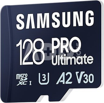 Samsung | MicroSD Card | PRO Ultimate | 128 GB | microSDXC Memory Card | Flash memory class U3, V30, A2 | SD adapter
