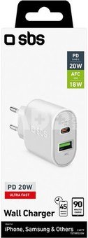 SBS charger USB/USB-C 20W, white