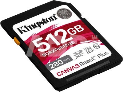 Kingston SDXC II V60 React Plus | SDR2V6/512GB | 512 GB | SDXC | Flash memory class Class 10, UHS-II, U3, V60