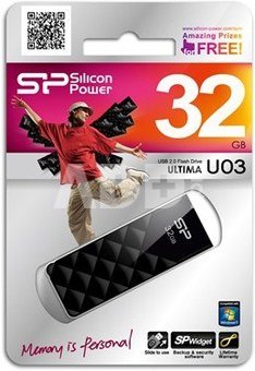 SILICON POWER 16GB, USB 2.0 FLASH DRIVE ULTIMA U03, BLACK