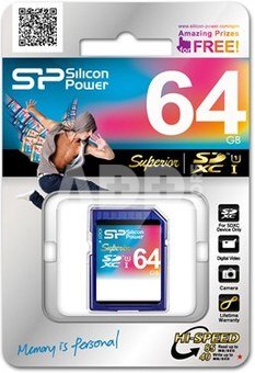 SILICON POWER 64GB, SDXC Elite UHS-I, Class 10, up to 50/15 MB/s in reading and writing