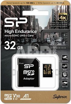 Silicon Power memory card microSDHC 32GB High Endurance + adapter