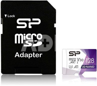 Silicon Power карта памяти microSDXC 128GB Superior Pro V30 + адаптер