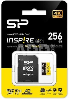 Silicon Power Memory card microSDXC Inspire 256GB UHS-I U3 A2 V30 4K TLC