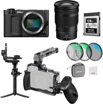 Nikon ZR vestuvių filmavimo komplektas - kamera, objektyvas ir stabilizatorius ir kiti priedai