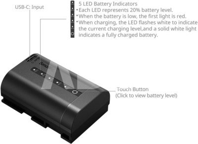 SmallRig 5298 USB-C Camera Battery with Power Display for Canon LP-E6P