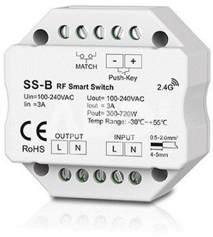 SS-B vieno kanalo 230V valdiklis be pritemdymo funkcijos + Push Key