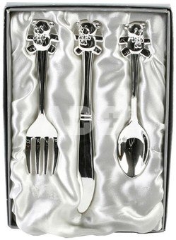 Stalo įrankių rinkinys kūdikiui sidabro spalvos CG427 H:18 W:13 D:2 cm
