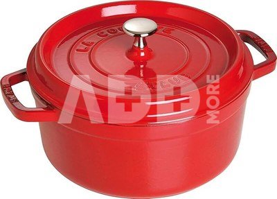 Staub Round Cocotte, 24cm cast iron, cherry