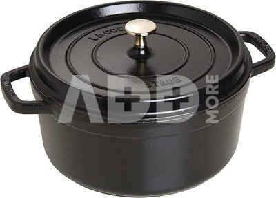 Staub Round Cocotte, 26cm cast iron, black