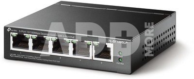 TP-Link TL-SF1005LP Switch Unmanaged, Desktop, 5x10/100Mbps ports, 4xPoE ports, PSU external, Steel case