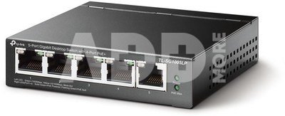 TP-Link TL-SG1005LP Switch Unmanaged, Desktop, 5x10/100/1000Mbps ports, 4xPoE+ports, PSU external,Steel case