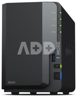 Synology | DS223 | Up to 2 HDD/SSD Hot-Swap | Realtek | RTD1619B | Processor frequency 1.7 GHz | 2 GB | DDR4