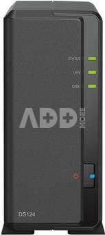Synology | Tower NAS | DS124 | up to 1 HDD/SSD | Realtek | RTD1619B | Processor frequency 1.7 GHz | 1 GB | DDR4