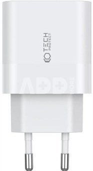 Tech-Protect charger C20W 2xUSB-C, white