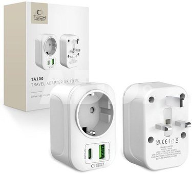 Tech-Protect travel adapter TA100 UK-EU, white