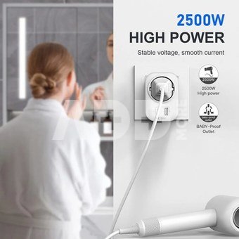 Tech-Protect travel adapter TA100 UK-EU, white