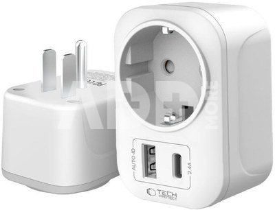 Tech-Protect travel adapter TA100 US-EU, white