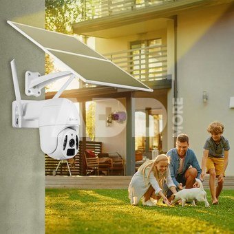 Tellur Smart WiFi Solar Camera P&T 3MP, 2K UltraHD, PIR, 20W solar panel, white