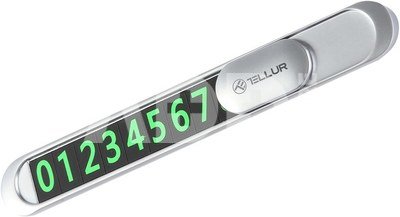 Tellur Temporary car parking phone number card metallic silver