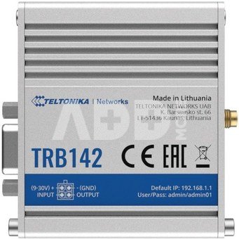 Teltonika TRB142 LTE RS232 Gateway, LTE Cat 1 up to 10 Mbps, ARM Cortex-A7 1.2 GHz CPU