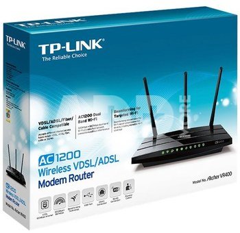 TP-LINK AC1200 Wi-Fi VDSL/ADSL Modem Gigabit Router | Archer VR400 | 802.11ac | 10/100/1000 Mbit/s | Ethernet LAN (RJ-45) ports 4 | Mesh Support No | MU-MiMO No | No mobile broadband