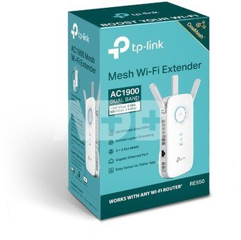 TP-LINK AC1900 Wi-Fi Range Extender RE550 802.11ac, 2GHz/5GHz, 600+1300 Mbit/s, 10/100/1000 Mbit/s, Ethernet LAN (RJ-45) ports 1, no PoE, Antenna type 3xExternal