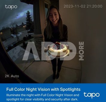 TP-LINK Video Doorbell Camera | Tapo D210 | 3 MP | 1.18mm/F1.8 | IP65 | H.264 | Micro SD, Max. 512