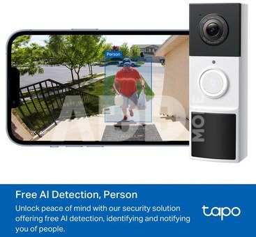 TP-LINK Video Doorbell Camera | Tapo D210 | 3 MP | 1.18mm/F1.8 | IP65 | H.264 | Micro SD, Max. 512