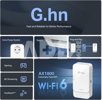 TP-Link WiFi range extender Powerline PGW2440 Kit G.hn2400 AX1800 WiFi 6