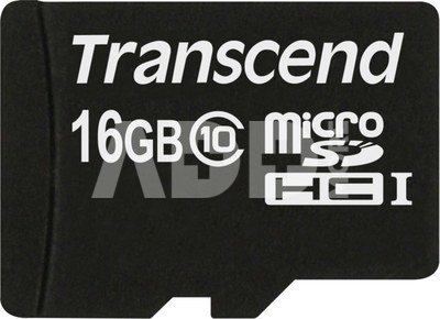 Transcend MicroSDHC 16GB + Adapteris / Class 10