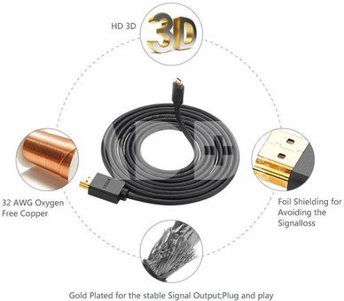 UGREEN HD127 Micro HDMI to HDMI Cable 3m black