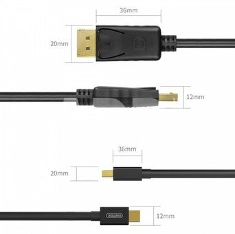 Unitek CABLE miniDisplayPort/ DisplayP M/M 2m;Y-C611BK