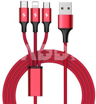 Unitek Charging cable 3-in-1 USB - USB-C/microUSB/ Lightning, 1,2m; C4049RD