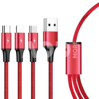 Unitek Charging cable 3-in-1 USB - USB-C/microUSB/ Lightning, 1,2m; C4049RD